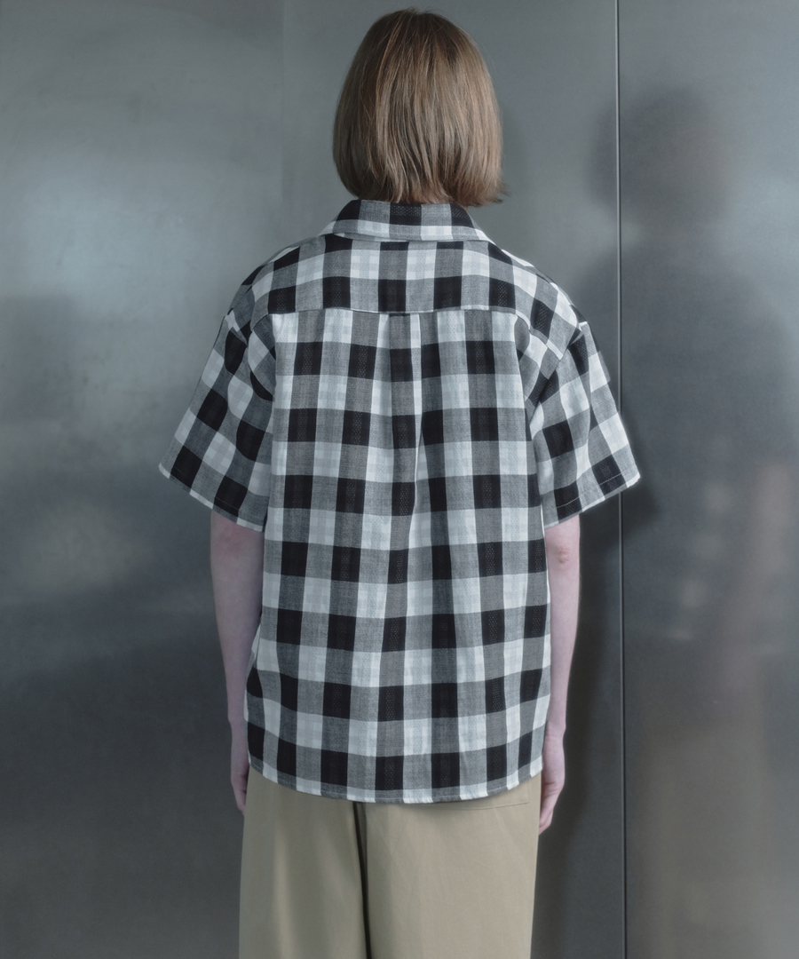 키류 린넨 버팔로 빅 체크 하프 셔츠 화이트(kiryu Buffalo Big Check Half Shirt White) - 4