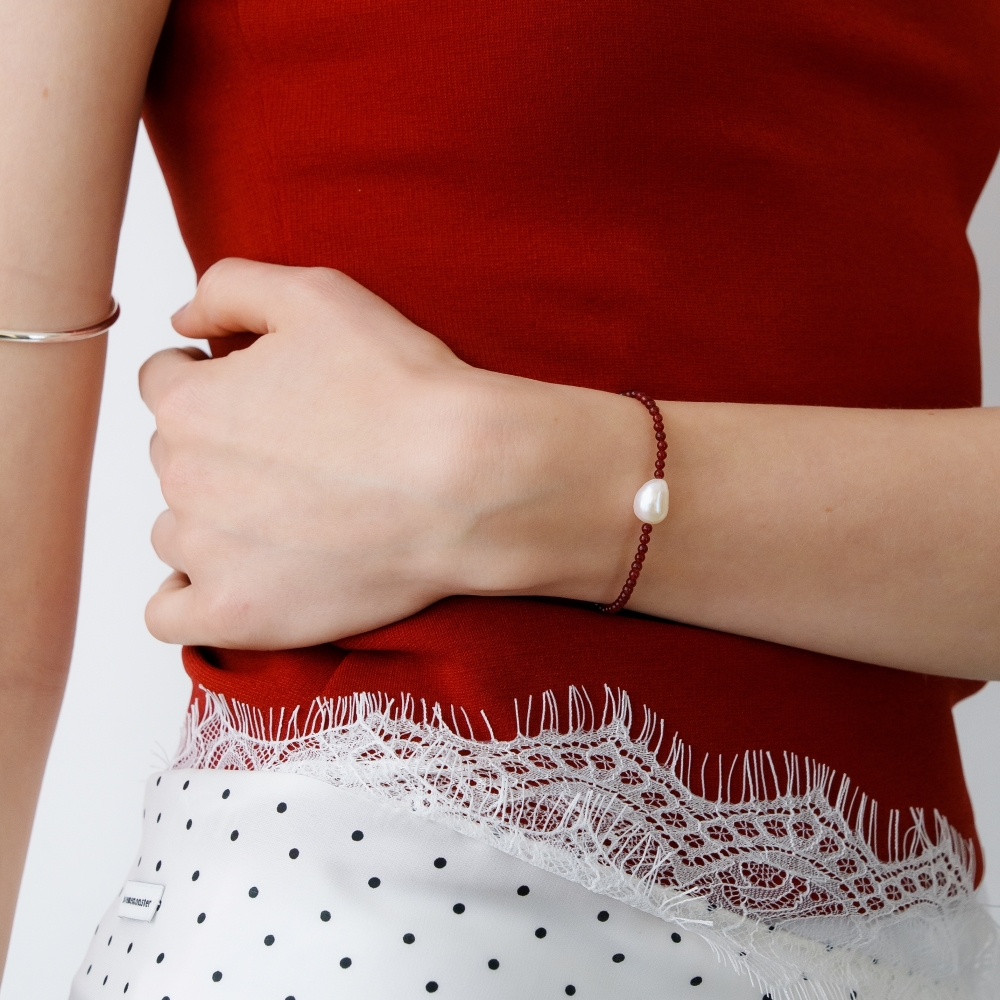 러브미몬스터 천연 원석과 진주 팔찌 레드(lovememonster Natural Gem And Pearl Bracelet RED) - 2