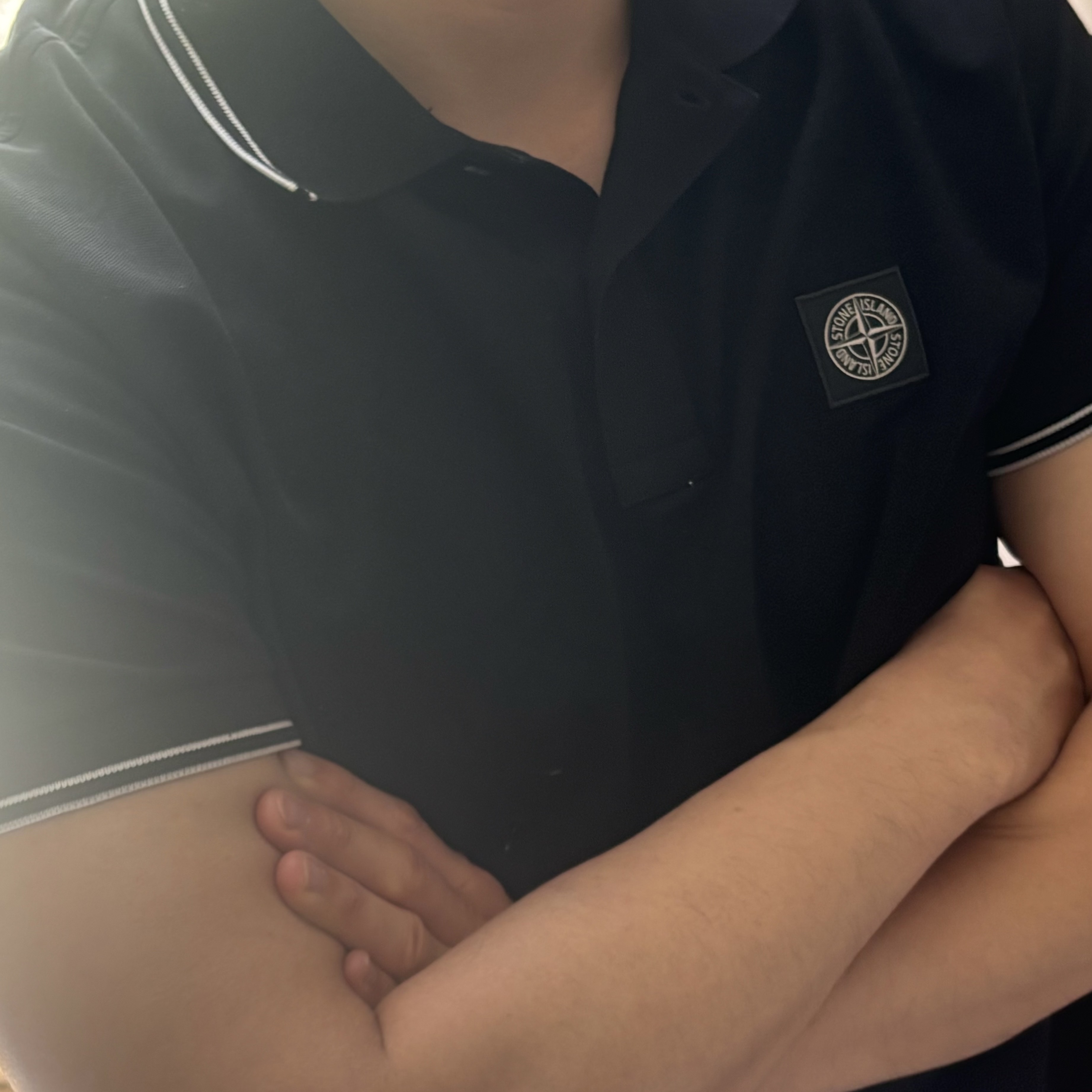 Stone Island 22002SC Organic Cotton Elastane Pique Patch Slim Fit  Polo Shirt Black - 25SS 착용 스타일