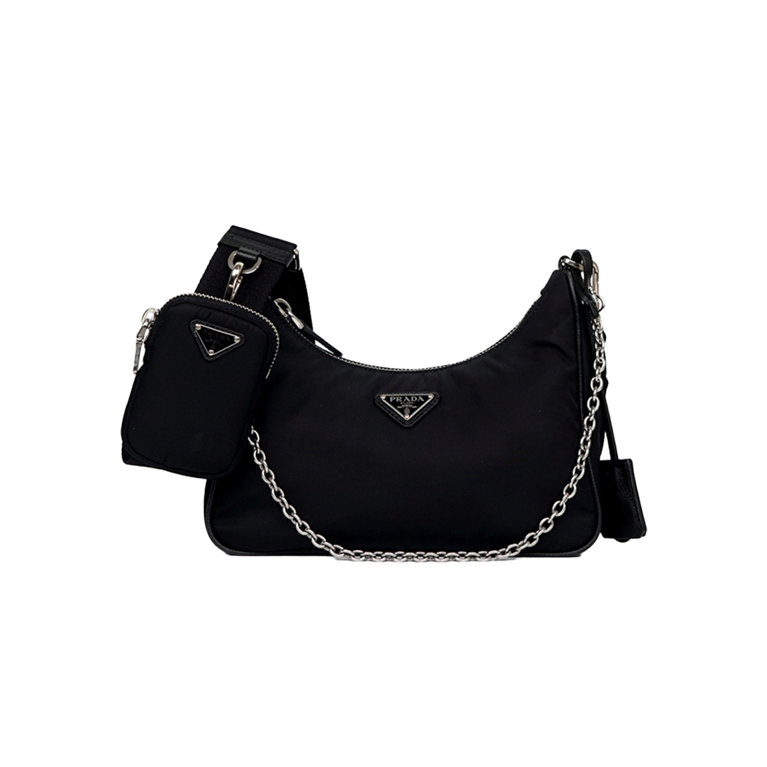 IT9B7CREMCK8 Prada Tessuto Chain Strap Hobo Bag 1BH204