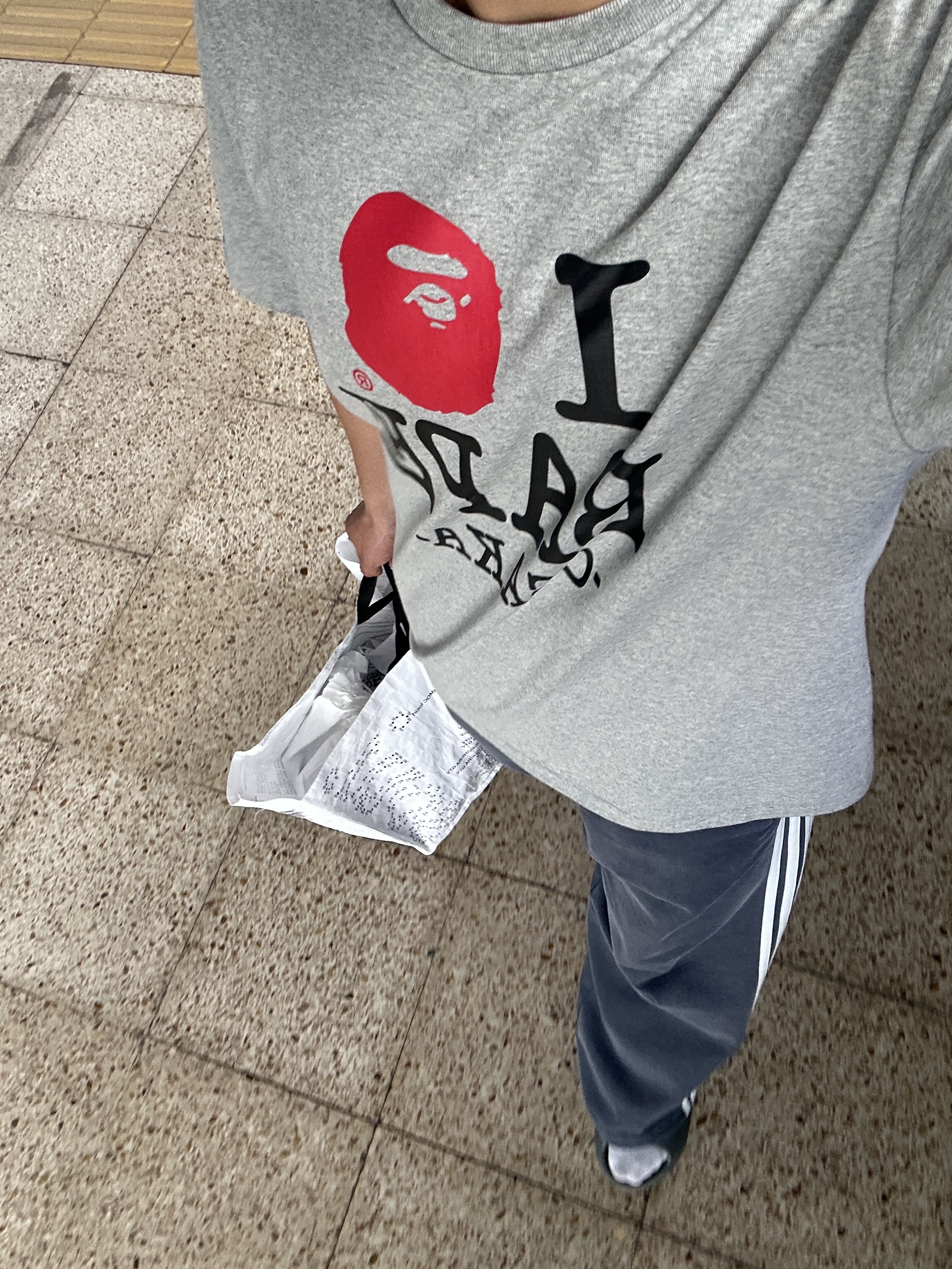 BAPE I Love Bape Osaka T-Shirt Gray - Osaka Pop-Up Store Exclusive 착용 스타일