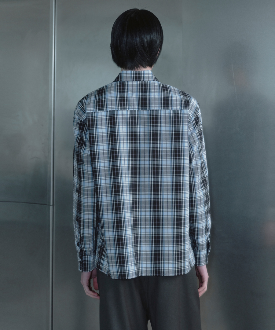 키류 스카이 블루 타탄 체크 셔츠(kiryu Sky Blue Tartan Check Shirt) - 4