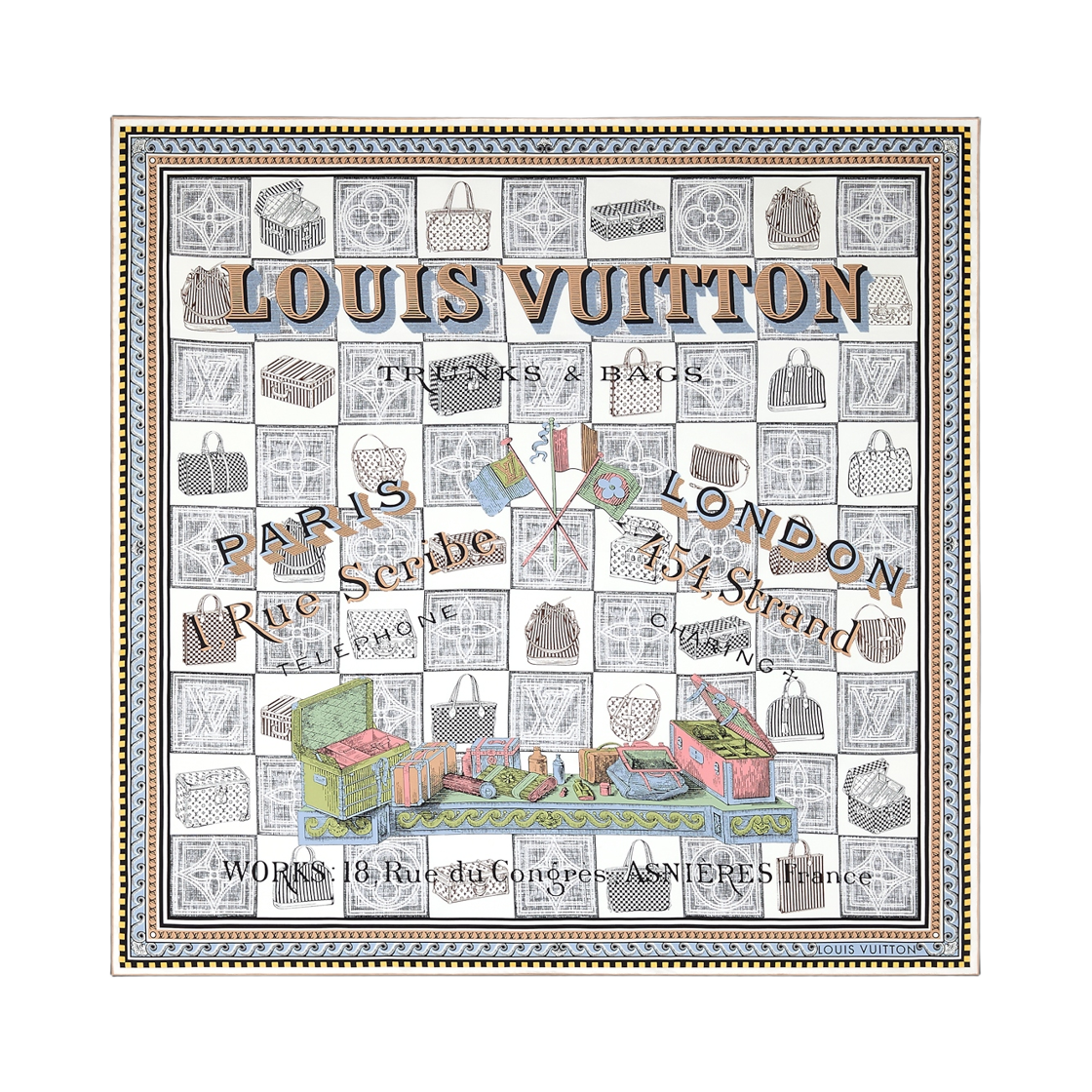 M96657 (W) Louis Vuitton Damiergram Square 90 Black