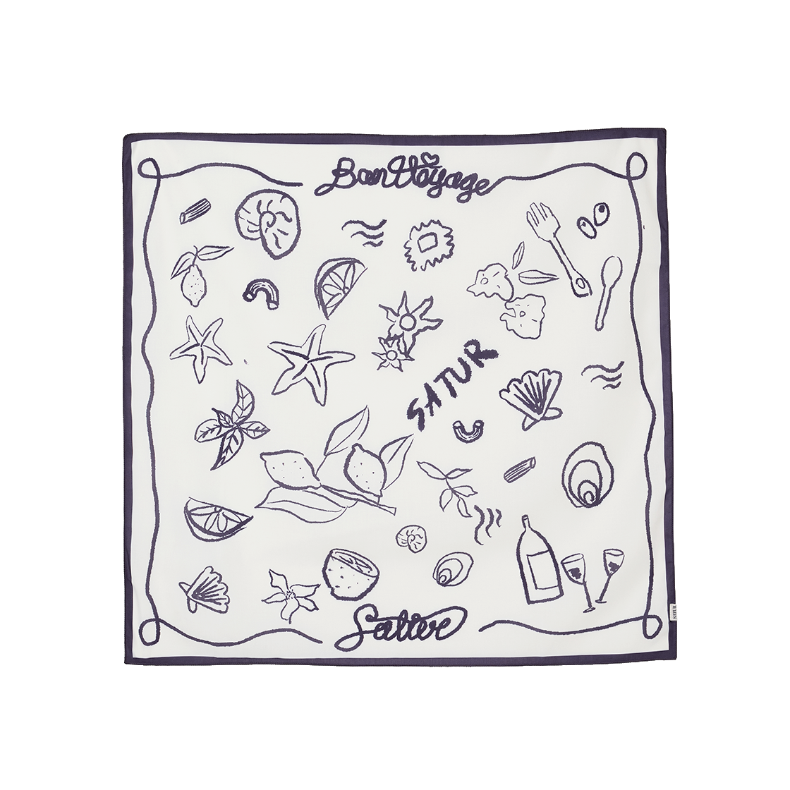 세터 핸드 드로잉 그래픽 스카프 네이비(SATUR Hand Drawing Graphic Scarf Navy) - 2