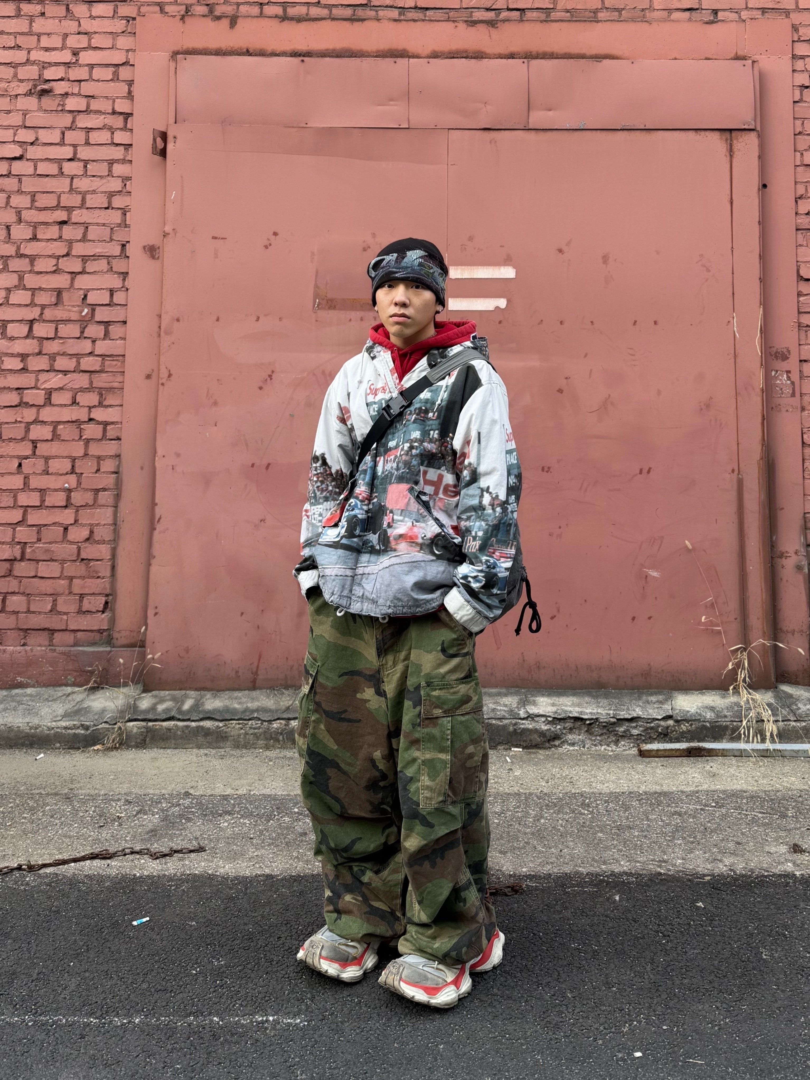 Supreme Tag Beanie Black - 25FW, NOD Stone Washed Cargo Pants Camo 착용 스타일 - 1
