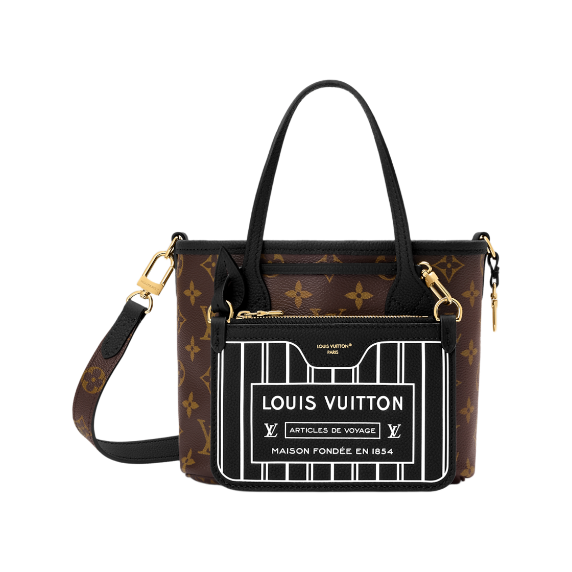 M28347 Louis Vuitton Neverfull Bandouliere Inside Out BB Black Monogram