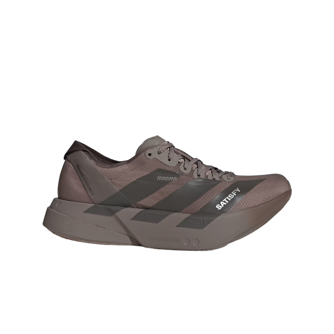 (W) 아디다스 x 새티스파이 아디제로 아디오스 프로 4 브라운 오로라 커피 메탈릭((W) Adidas x Satisfy Adizero Adios Pro 4 Brown Aurora Coffee Metallic) - 1