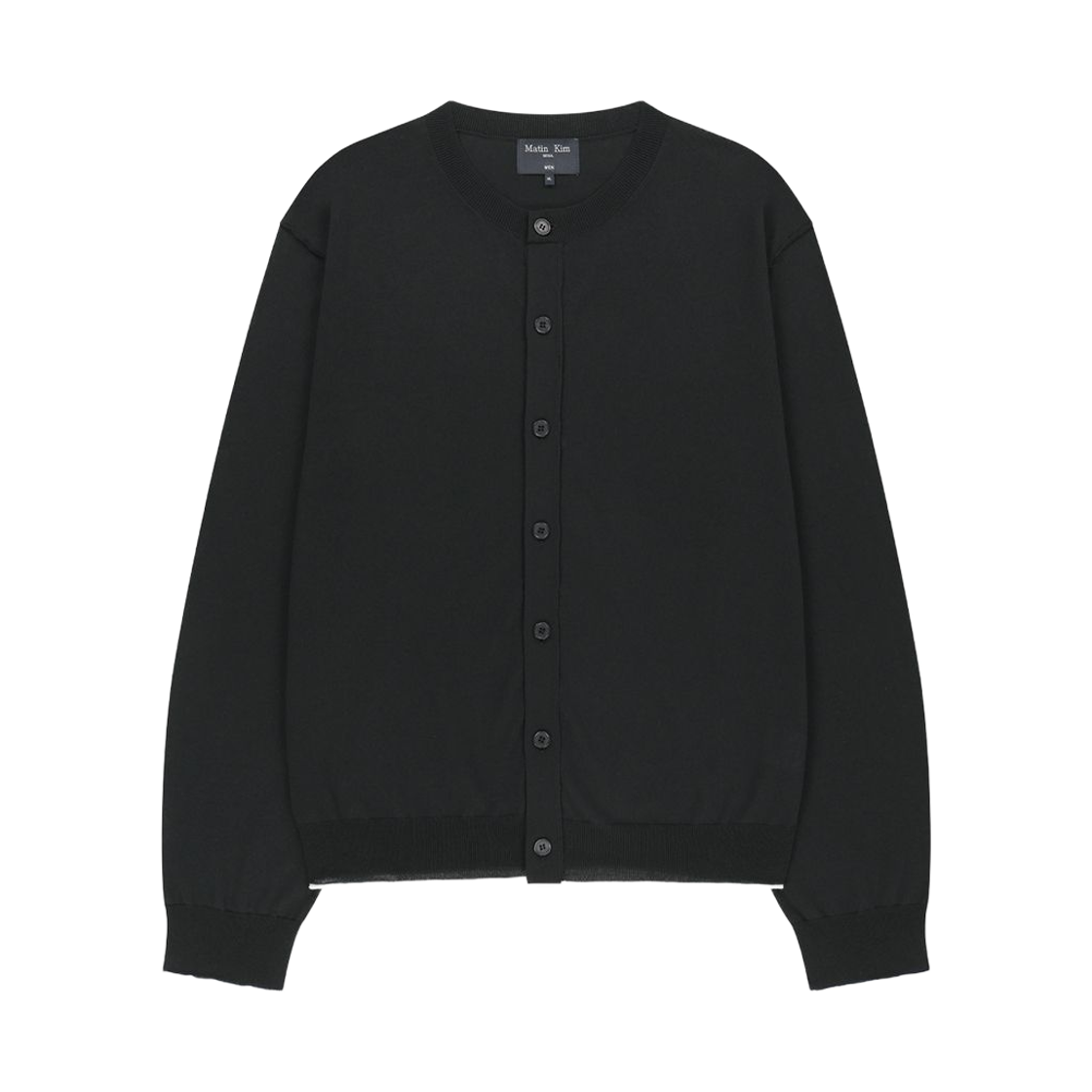 MK2634CD506HBB Matin Kim Back Logo Sheer Cardigan in Black