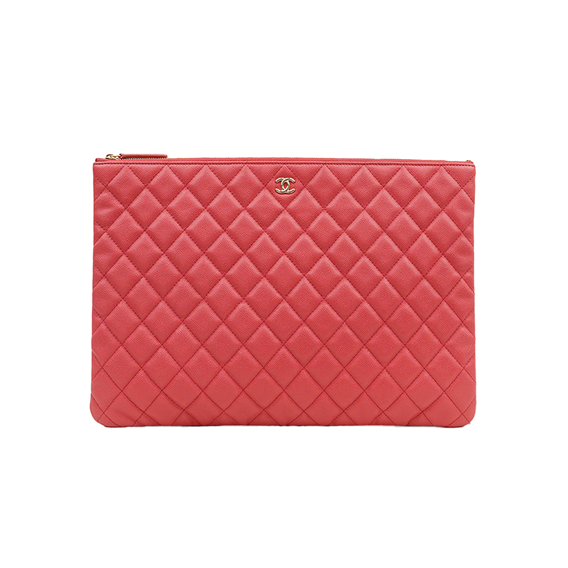 ITSU9G779L3D Chanel Classic Caviar Large Clutch in Coral Pink 22nd Edition