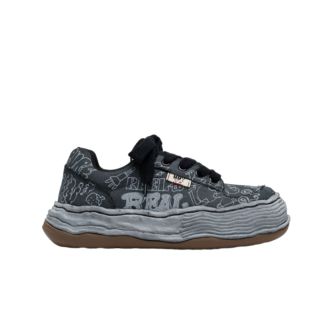 A16FW705-BLKBLK Maison Mihara Yasuhiro Oliver OG Sole Graffiti Printed Canvas Low Black