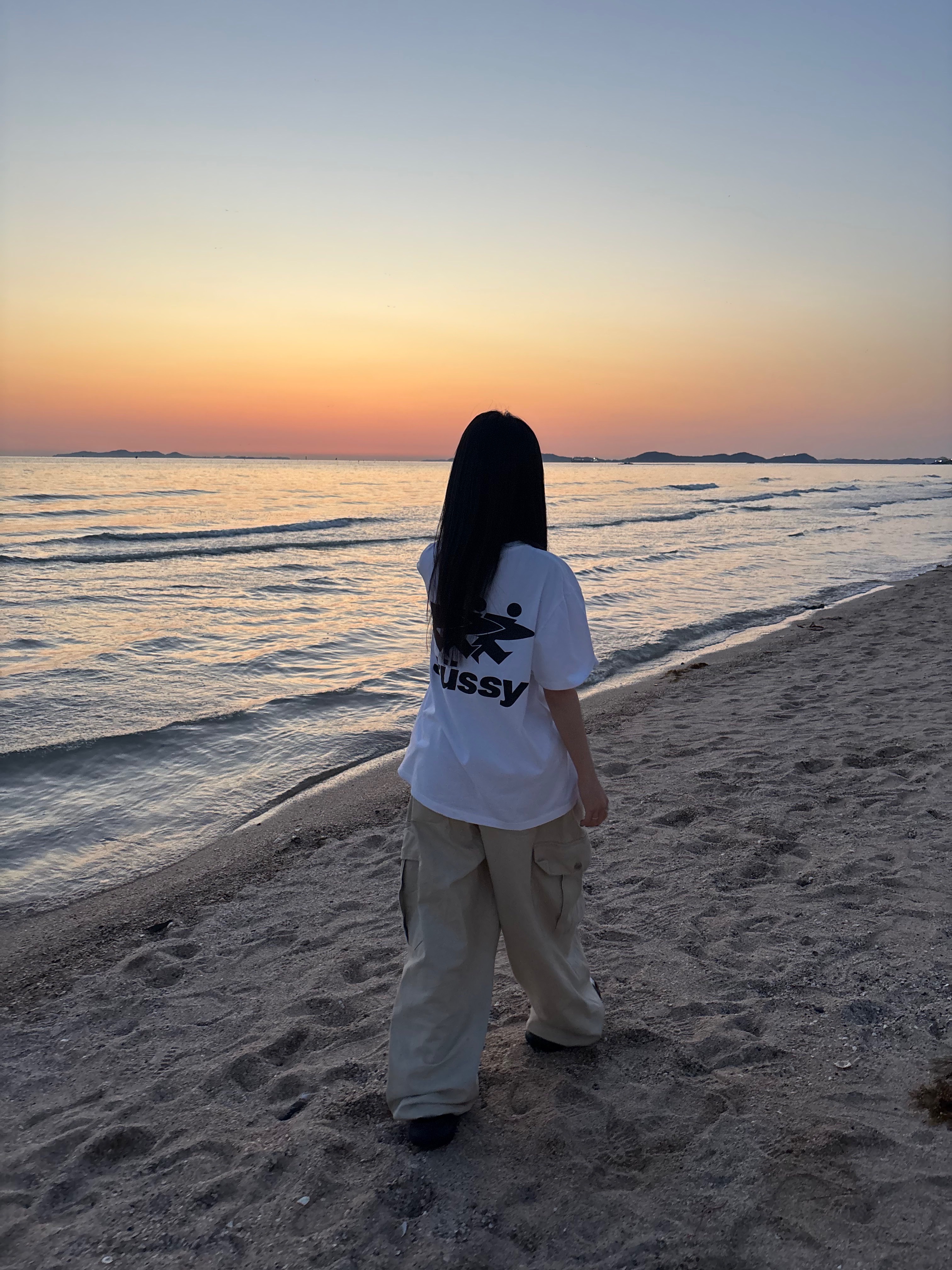 Stussy Surfwalk Pigment Dyed T-Shirt Natural 착용 스타일 - 2