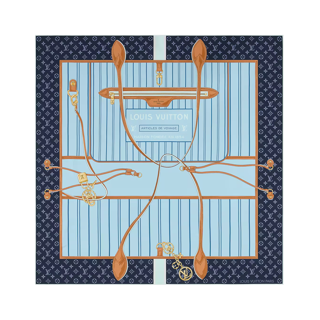 M98272 (W) Louis Vuitton My Neverfull Square 90 Bleu Denim
