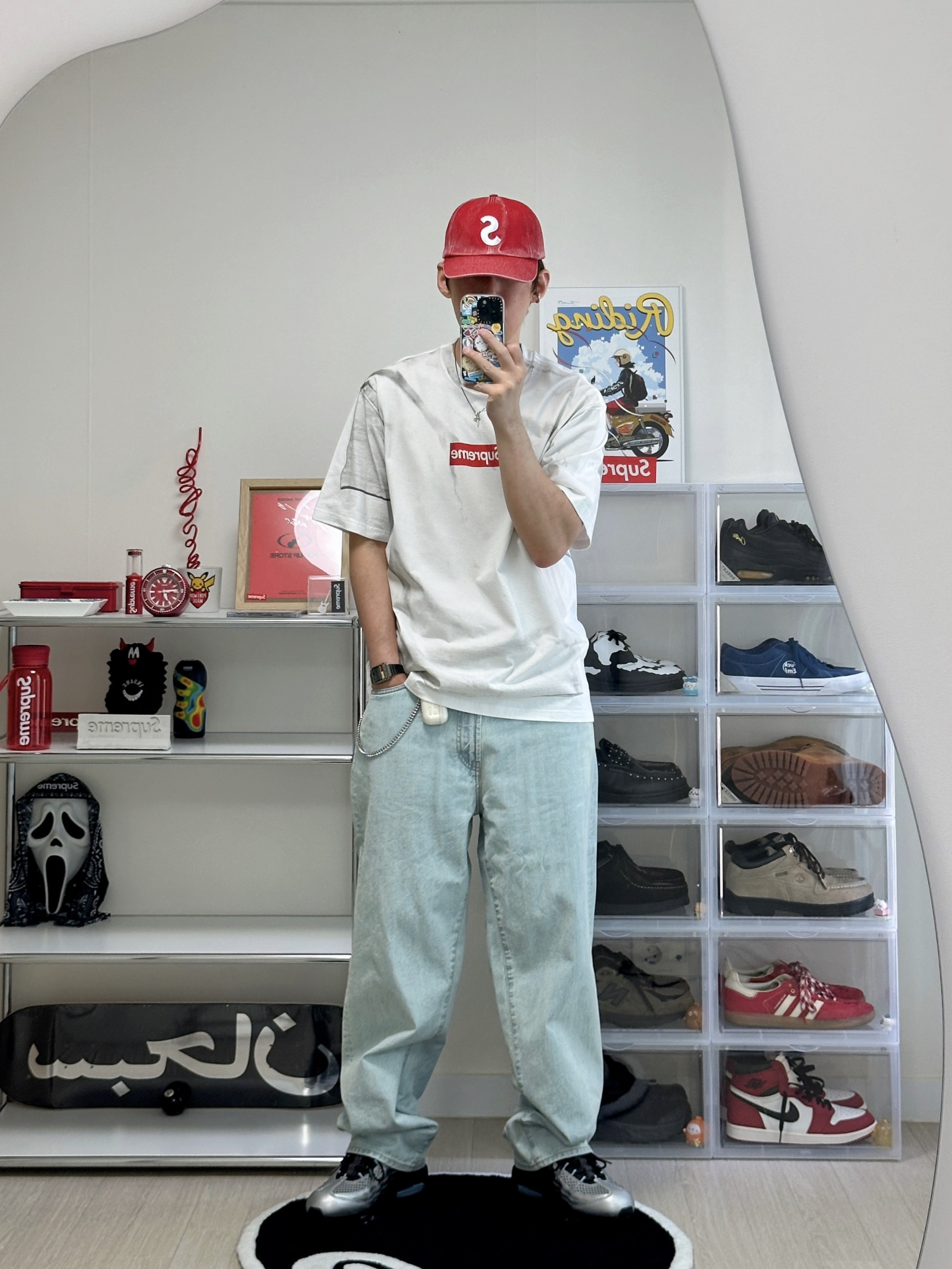 Supreme x MM6 Maison Margiela Box Logo T-Shirt White - 24SS 착용 스타일