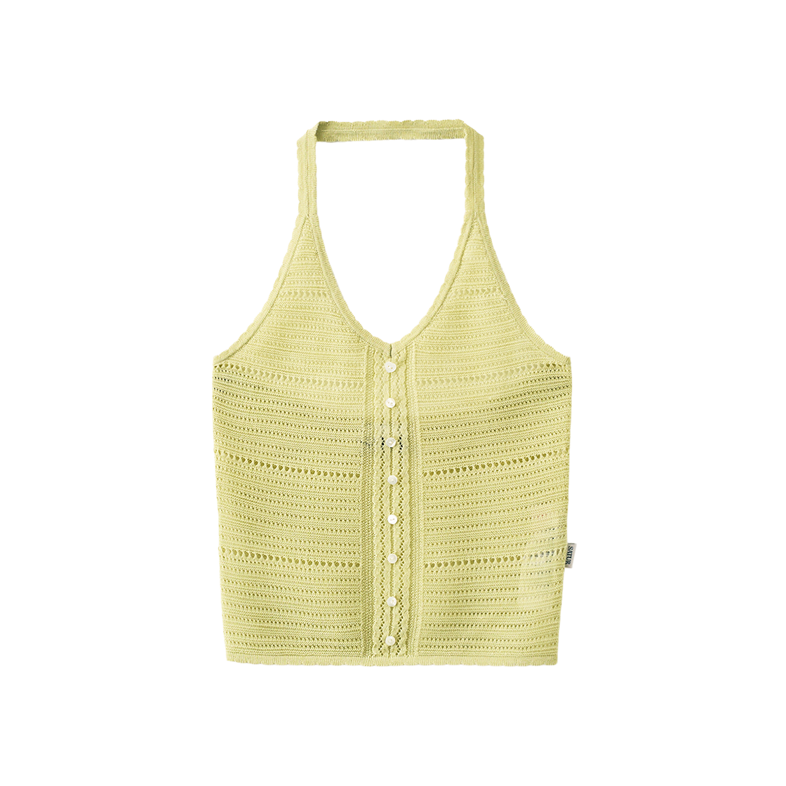 세터 우먼 크로셰 홀터넥 니트 뷔스티에 올리브 그린(SATUR W Crochet Halter Neck Knit Bustier Olive Green)