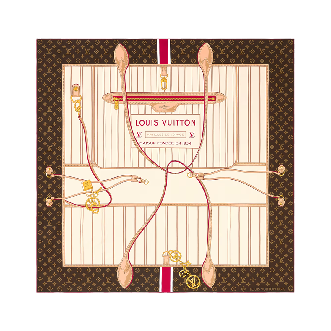 M94990 (W) Louis Vuitton My Neverfull Square 90 Creme