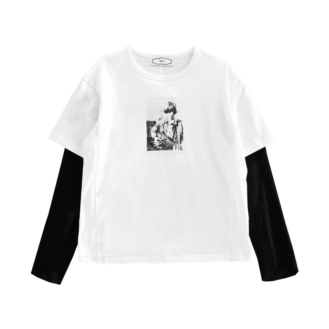 키류 소닉 붐 레이어드 롱 슬리브 티셔츠 화이트(kiryu Sonic Boom Layerd Long Sleeve T-Shirt White)