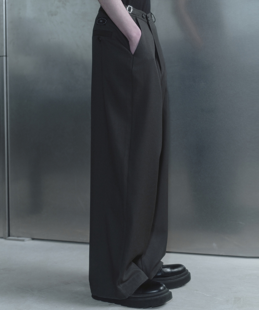 키류 랩 버튼 슬랙스 챠콜(kiryu Wrap Slacks Chacoal) - 3