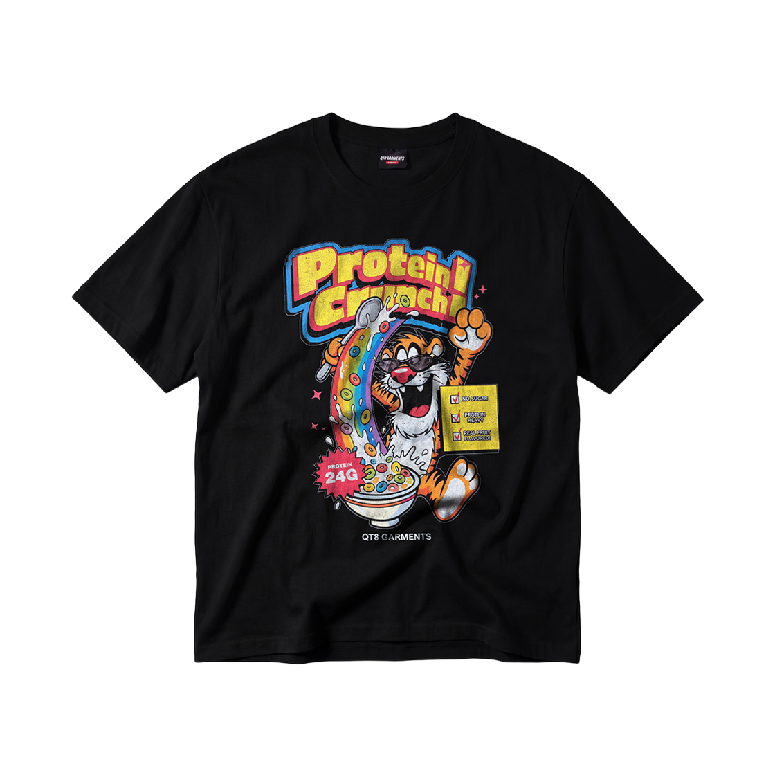 큐티에잇 가먼츠 프로틴 크런치 2 워시드 티 블랙(QT8 GARMENTS Protein Crunch 2 Washed Tee Black) - 1