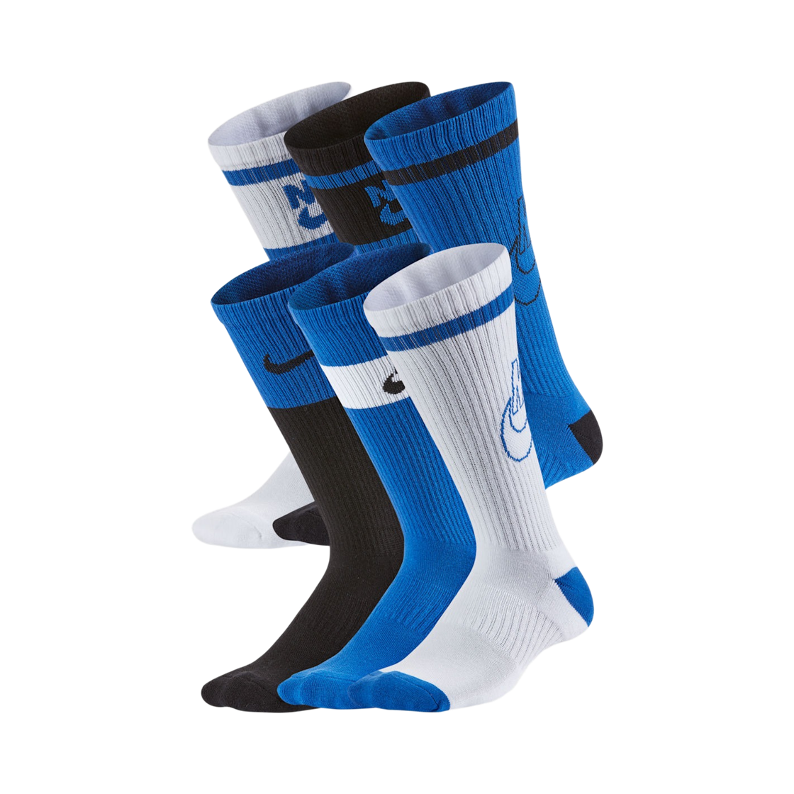 CK7302-903 (Kids) Nike Everyday Cushioned Crew Socks Multicolor (6 Pack/Korean Ver.)