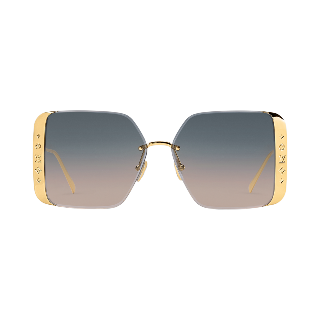 Z1994U (W) Louis Vuitton LV Moon Metal Square Sunglasses Gold