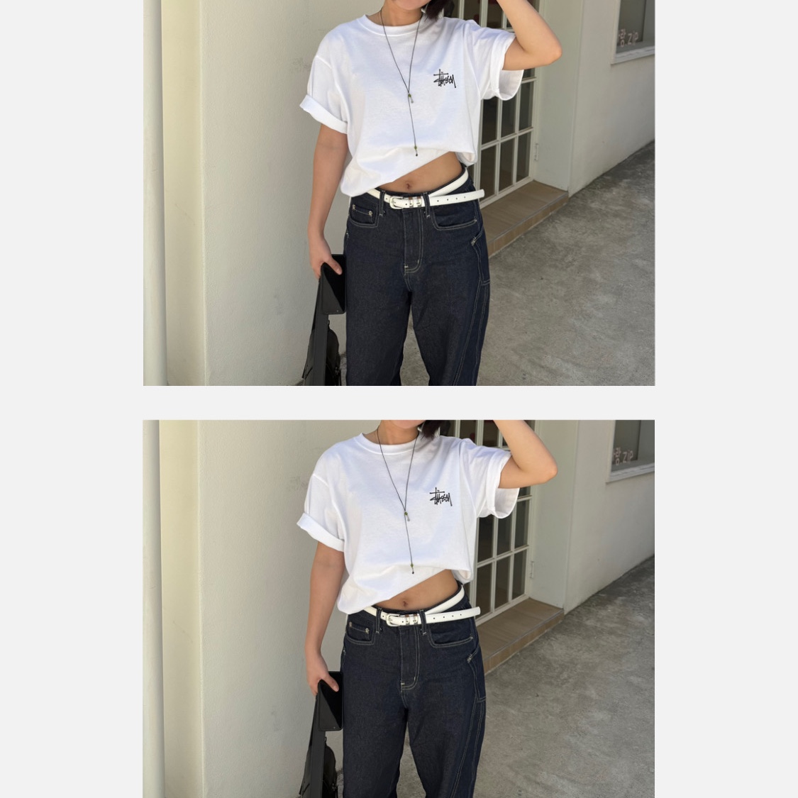 Stussy Basic Stussy T-Shirt White 2024, 2025 착용 스타일