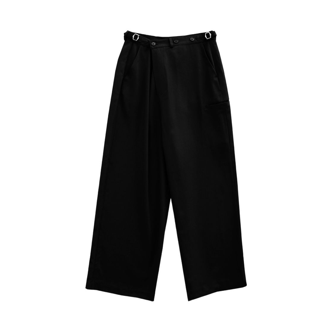 키류 랩 버튼 슬랙스 블랙(kiryu Wrap Slacks Black) - 1