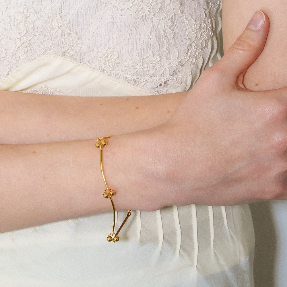 러브미몬스터 투 볼 링크 체인 팔찌 골드(lovememonster Two Ball Link Chain Bracelet GOLD) - 2