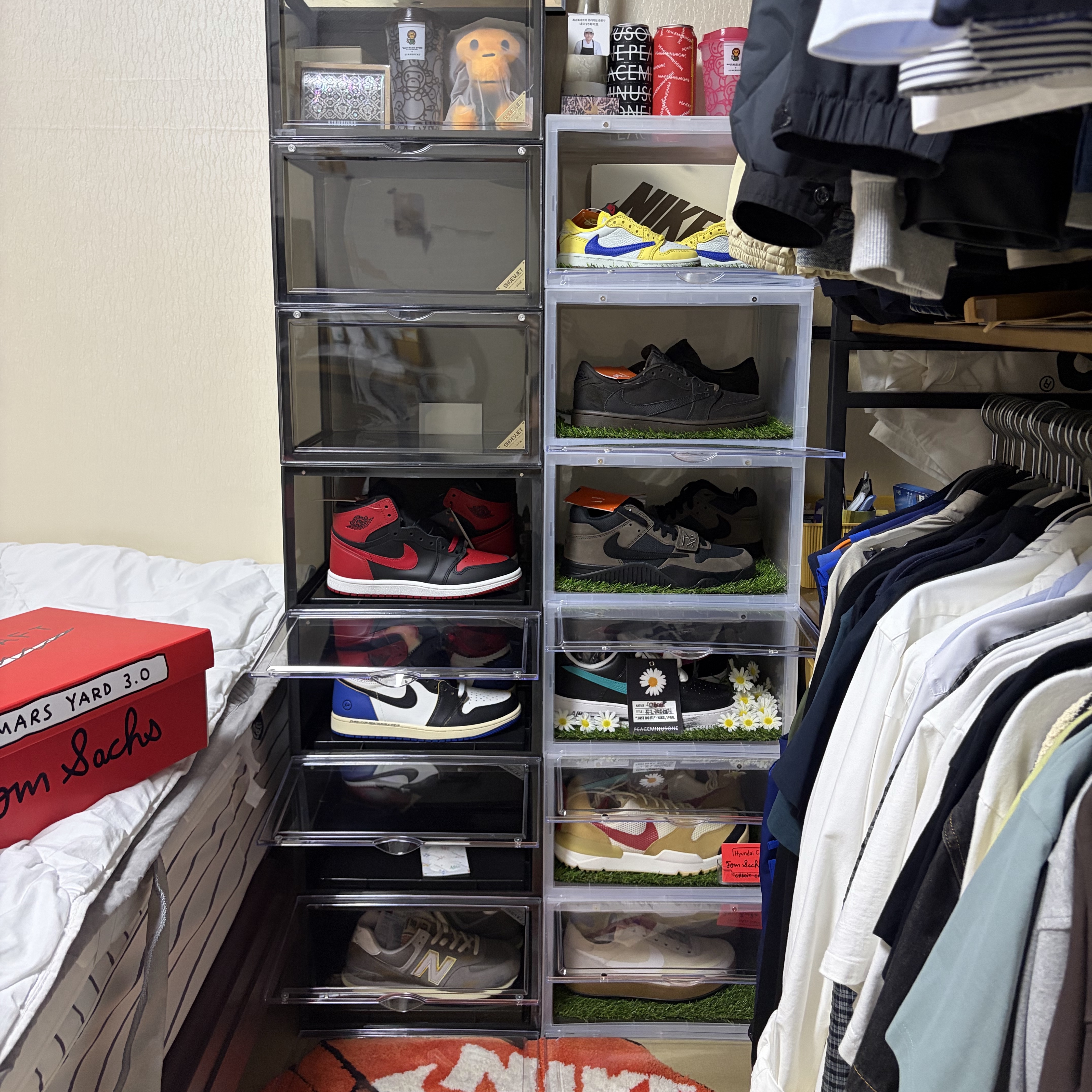 Jordan 1 x Fragment x Union LA Black and Varsity Red, Jordan 1 High 85 Bred 착용 스타일