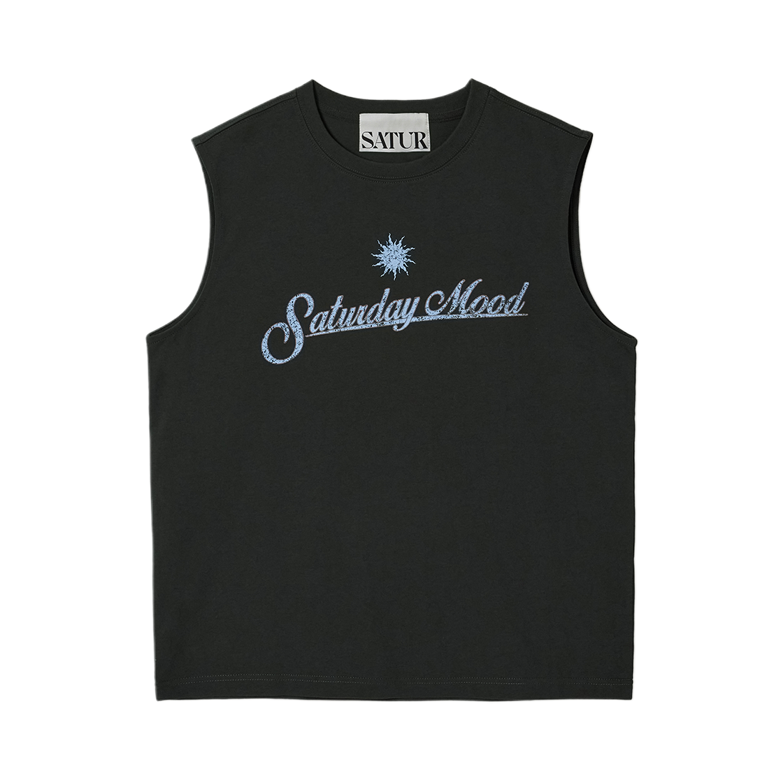 세터 세터데이 무드 레터링 슬리브리스 차콜(SATUR Saturday Mood Lettering Sleeveless Charcoal)