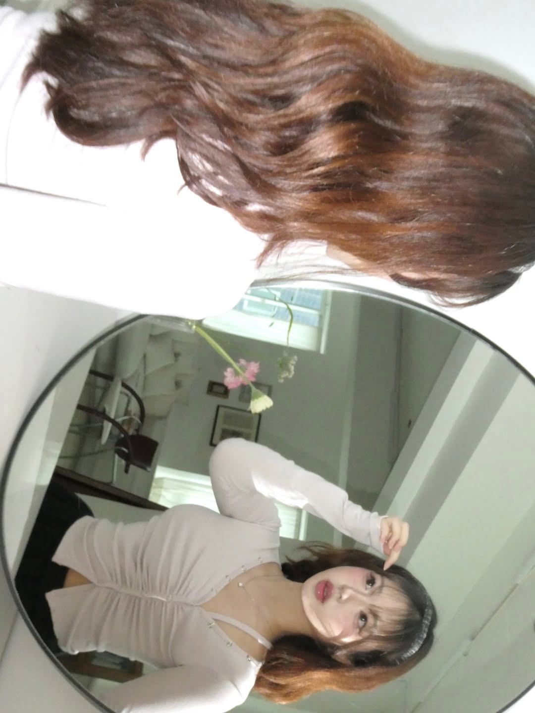 Rosefrantz Unbalanced Shirring Long Sleeve [Pink] 착용 스타일 - 7