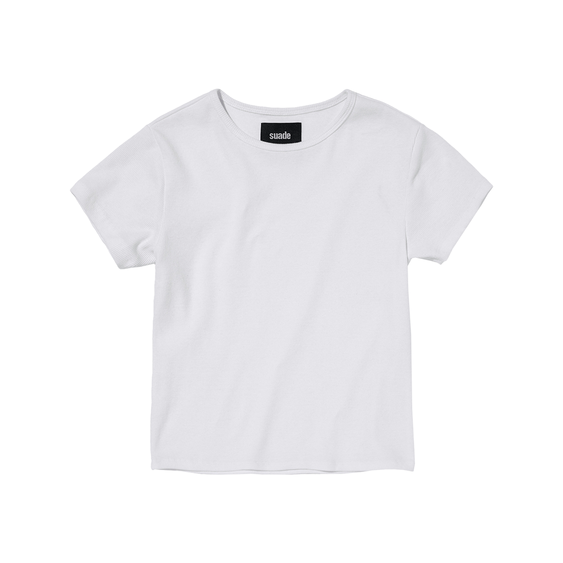 스웨이드 립드 크롭 티 화이트(Suade Ribbed Crop Tee White)