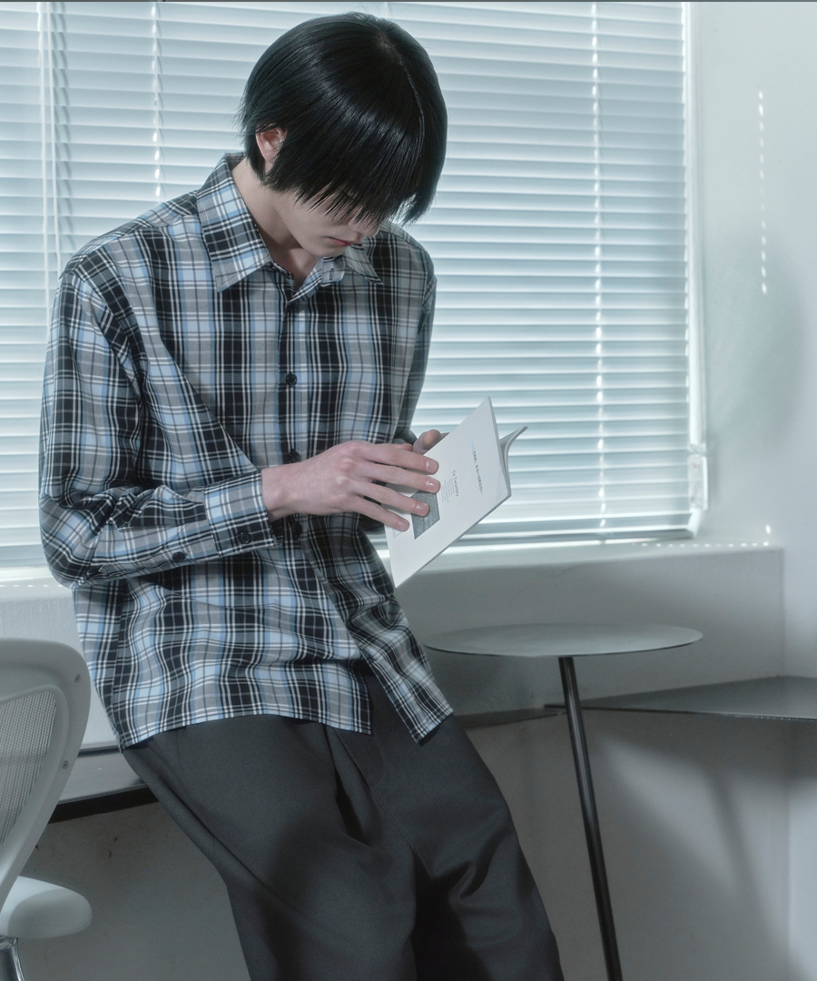 키류 스카이 블루 타탄 체크 셔츠(kiryu Sky Blue Tartan Check Shirt) - 5