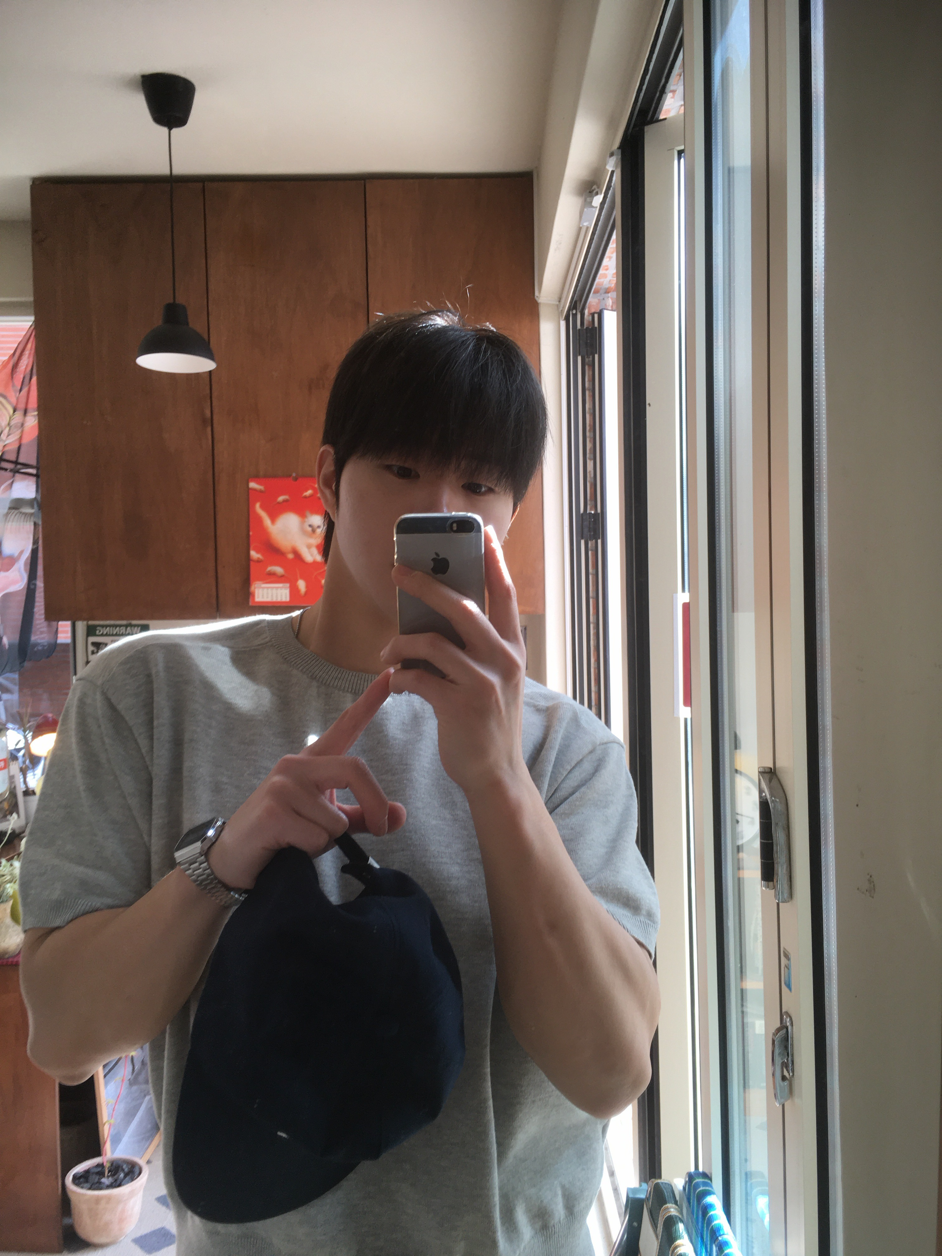 Rust And Stone Chain Stitch Ball Cap Navy, Casio A-158WA-1 착용 스타일 - 2