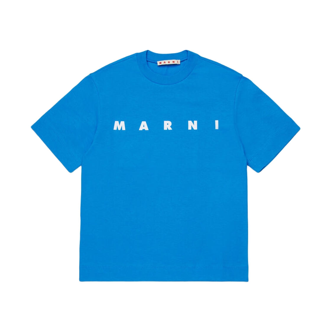 (키즈) 마르니 로고 디테일 코튼 티셔츠 블루((Kids) Marni Logo Detail Cotton T-Shirt Blue)