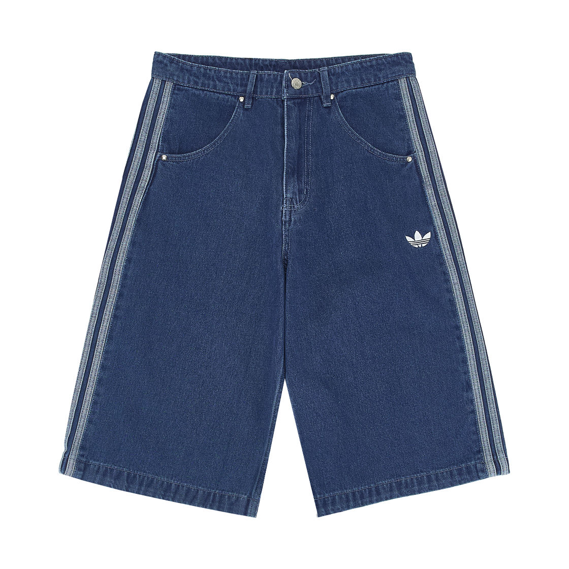 아디다스 아디컬러 데님 파이어버드 쇼츠 미디움 블루 데님 - KR 사이즈(Adidas Adicolor Denim Firebird Shorts Medium Blue Denim - KR Sizing)
