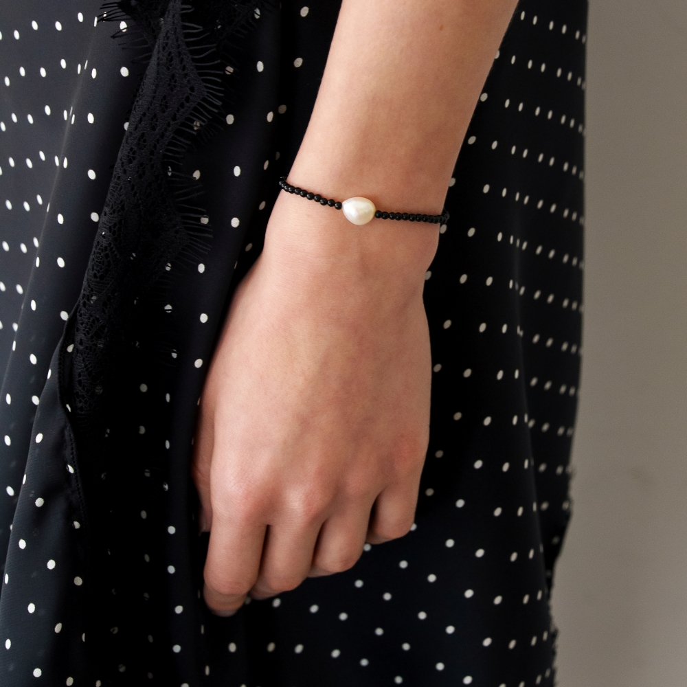 러브미몬스터 천연 원석과 진주 팔찌 블랙(lovememonster Natural Gem And Pearl Bracelet BLACK) - 4
