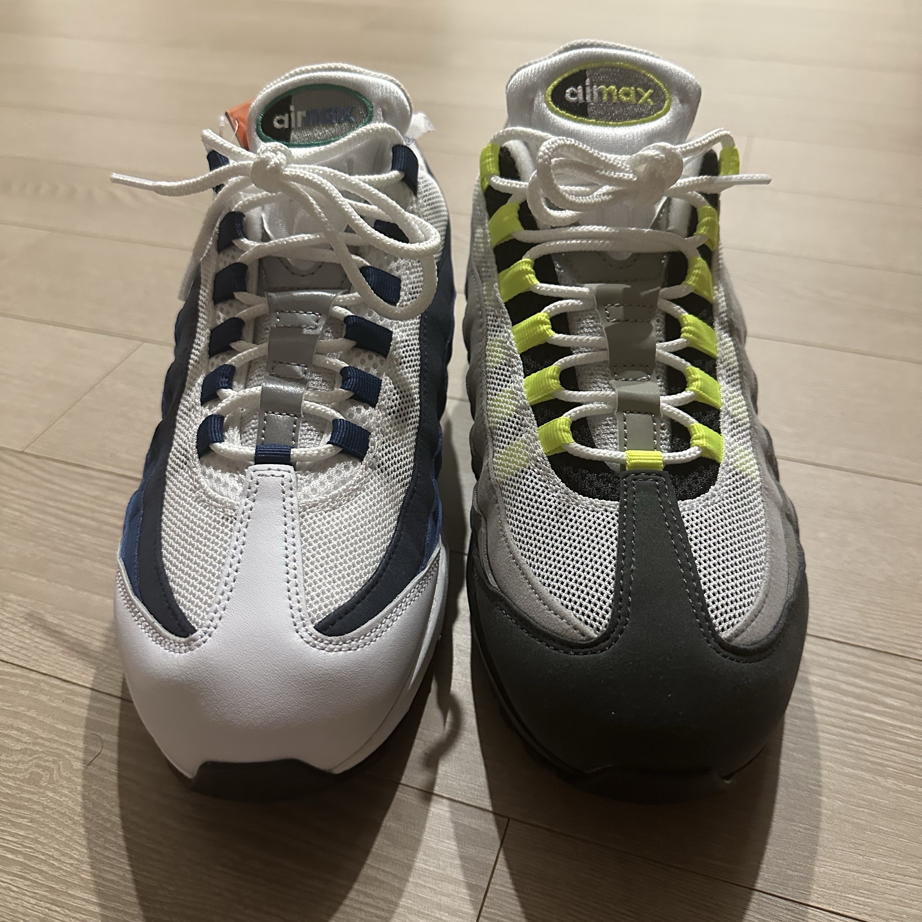 Nike Air Max 95 OG Neon, Nike Air Max 95 Big Bubble White Emerald Green 착용 스타일