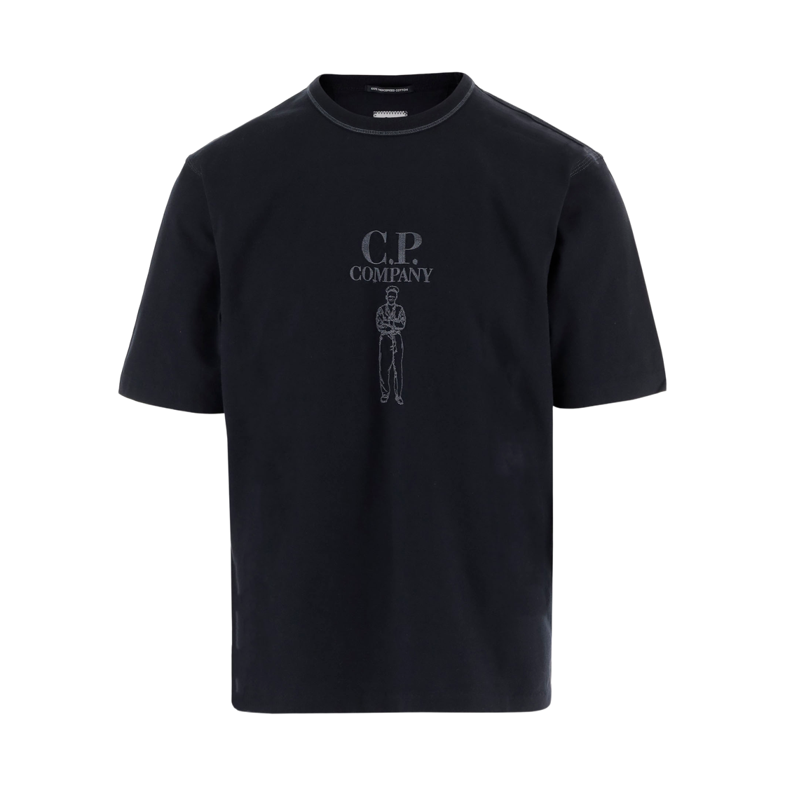20CMTS120A110580W888 C.P. Company Mercerized Jersey 30/2 Twisted Short Sleeve Logo T-Shirt Total Eclipse Blue - 26SS