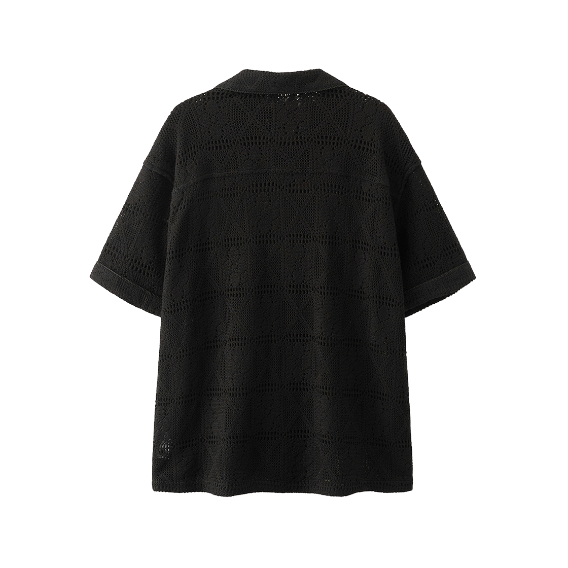 세터 크로셰 칼라 하프 셔츠 블랙(SATUR Crochet Collar Half Shirt Black) - 2