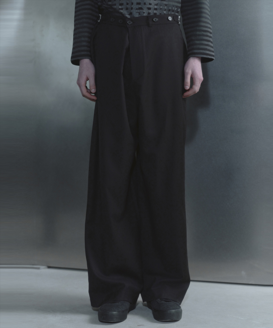 키류 랩 버튼 슬랙스 블랙(kiryu Wrap Slacks Black) - 2