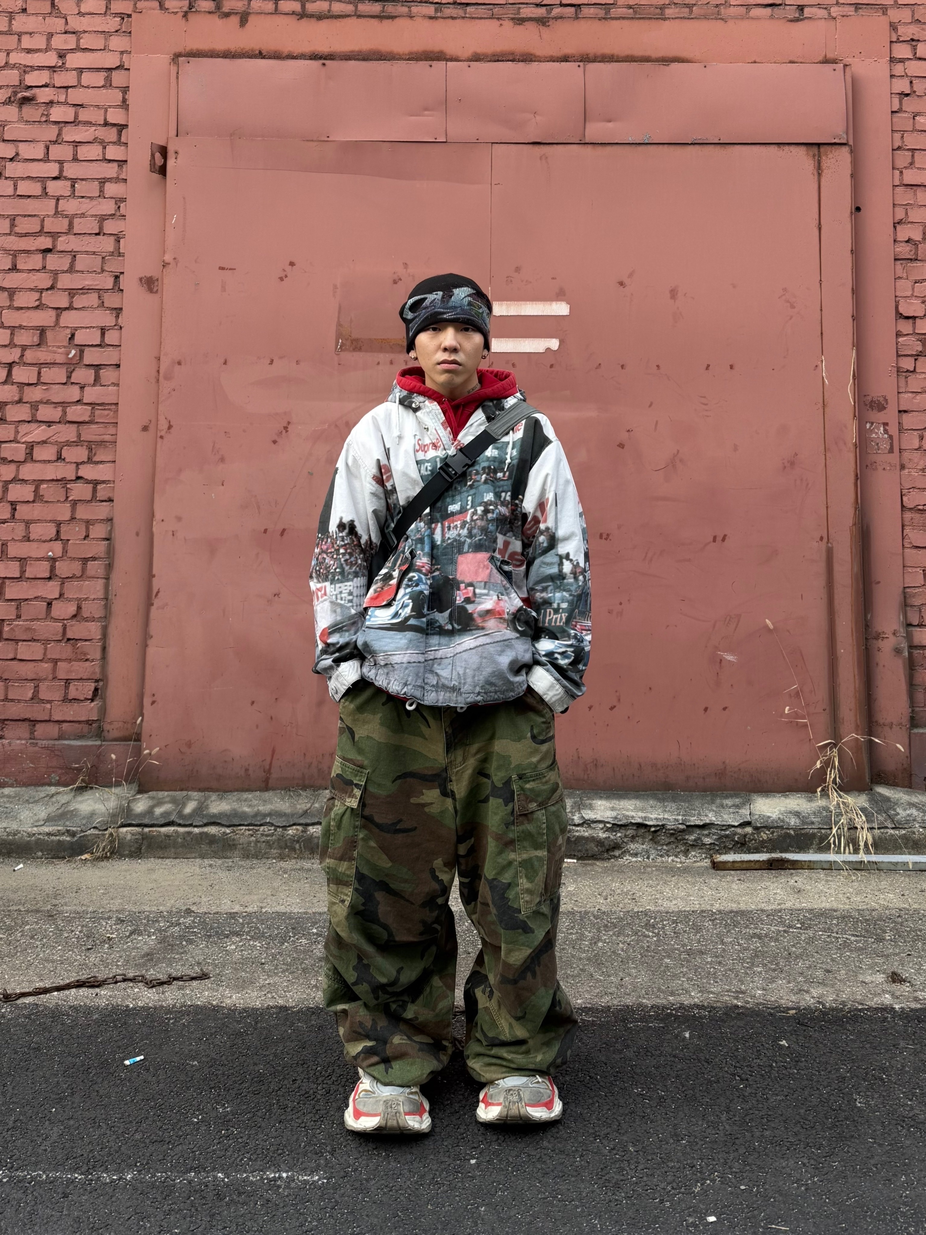 Supreme Tag Beanie Black - 25FW, NOD Stone Washed Cargo Pants Camo 착용 스타일 - 2