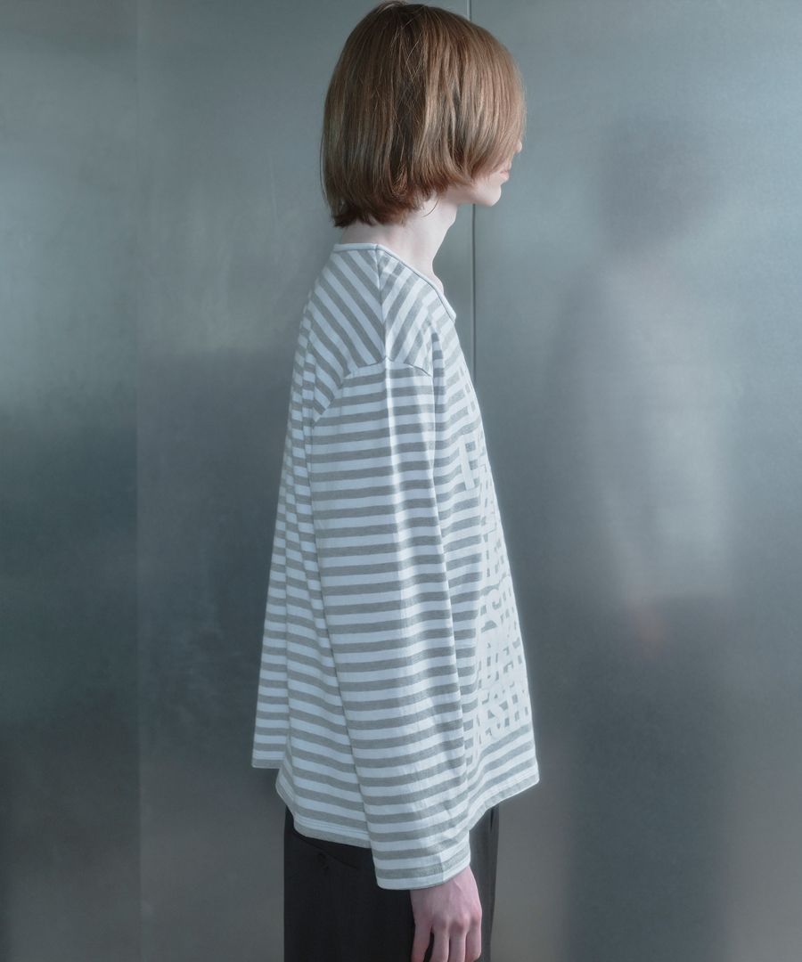 키류 아이 디스트로이 스트라이프 롱 슬리브 티셔츠 멜란지 그레이(kiryu I Destroy Stripe Long Sleeve T-Shirt Melange Gray) - 3