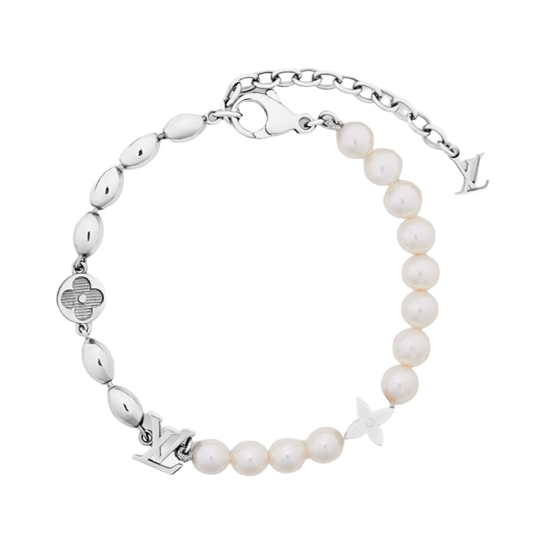M1556A Louis Vuitton Pearls Fusion Bracelet Silver