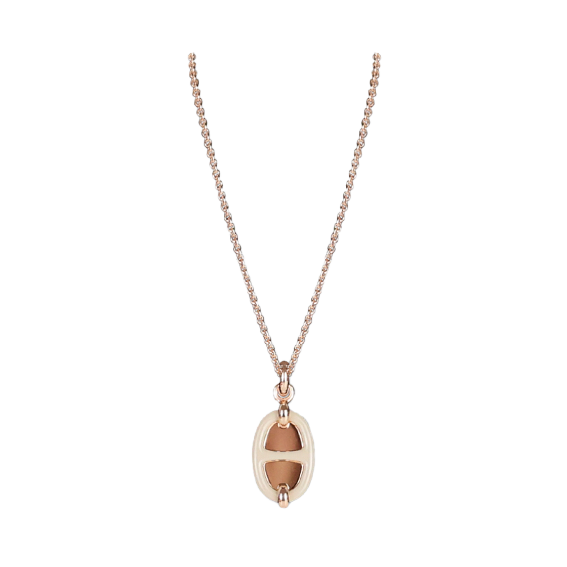 ITP4BRPP646C Hermes Mini Maillon Pendant Necklace in Cream Rose Gold