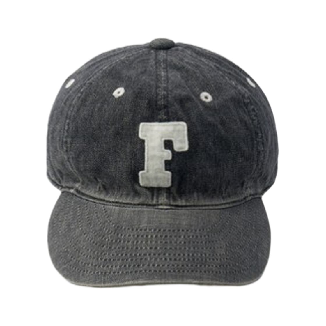풀카운트 6843HW 6 패널 데님 베이스볼 캡 F 패치 빈티지 워시 블랙(Fullcount 6843HW 6 Panel Denim Baseball Cap F Patch Vintage Wash Black)