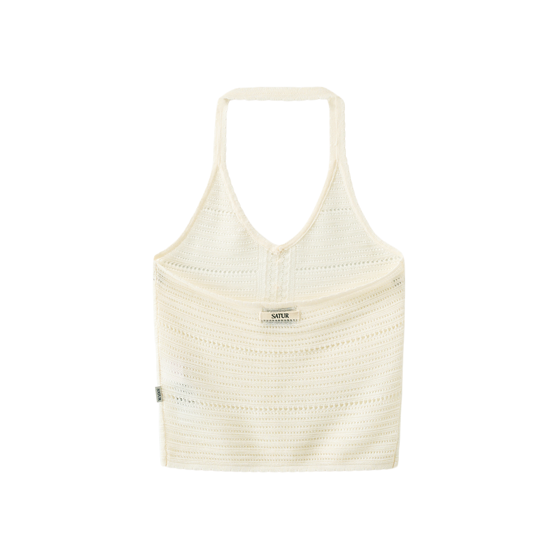 세터 우먼 크로셰 홀터넥 니트 뷔스티에 크림(SATUR W Crochet Halter Neck Knit Bustier Cream) - 2