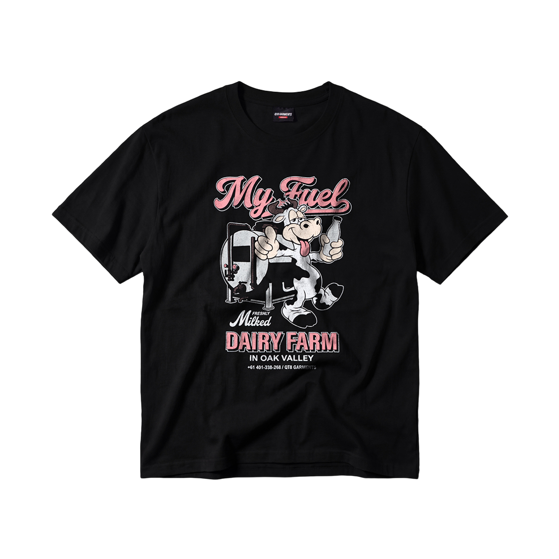 큐티에잇 가먼츠 데어리 팜 워시드 티 블랙(QT8 GARMENTS Dairy Farm Washed Tee Black)