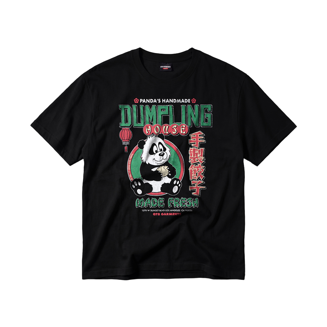 큐티에잇 가먼츠 덤플링 하우스 워시드 티 블랙(QT8 GARMENTS Dumpling House Washed Tee Black)
