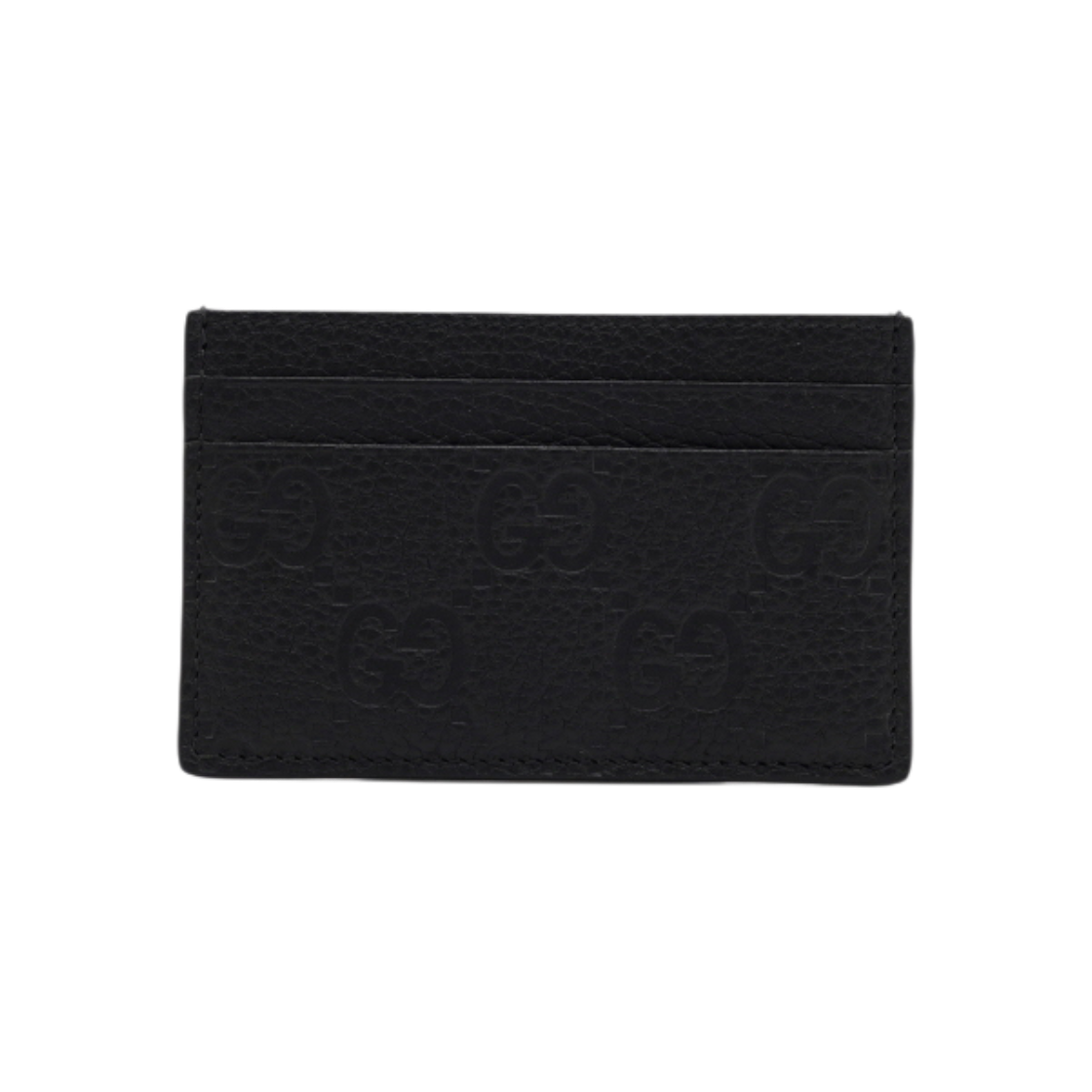 IT6K6QVV8C93 Gucci Black Leather GG Imprint Men Card Holder