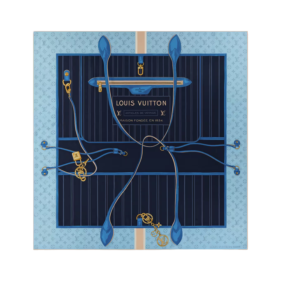 M98270 (W) Louis Vuitton My Neverfull Shawl S00 Light Blue